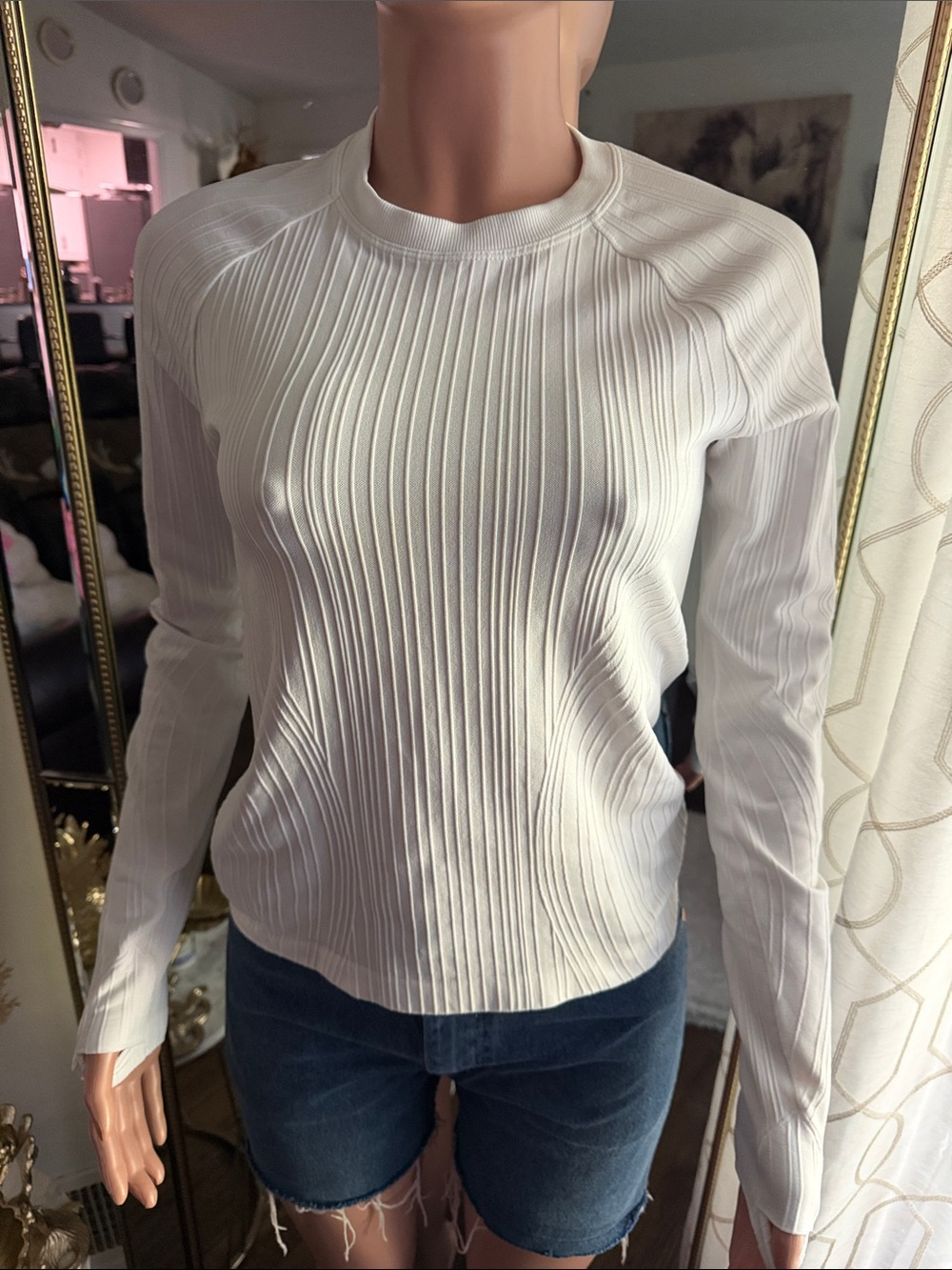 lululemon athletica White Ribbed Long-Sleeve Tee